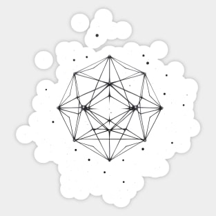 Dodecahedron Geometric Line Drawing Sticker